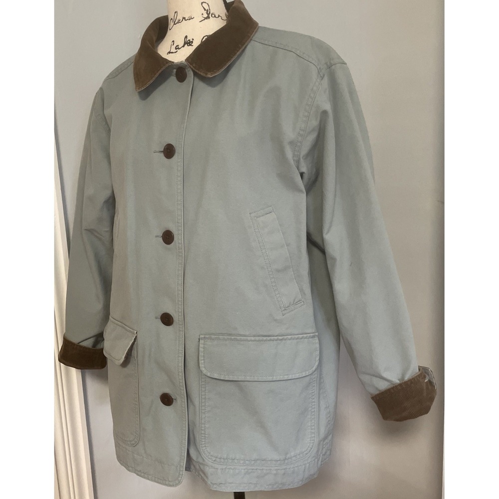 Vintage Women's LL Bean Barn Chore Jacket Coat Size XL Petite Flannel Lined Blue - Picture 5 of 14